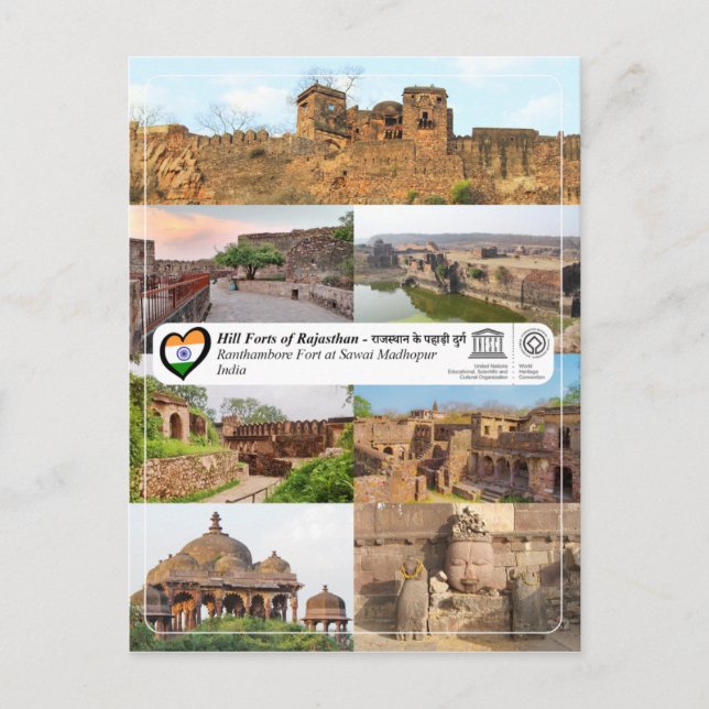 Postal UNESCO, Foros de Colina de Rajasthan - Fort de Ran (Anverso)