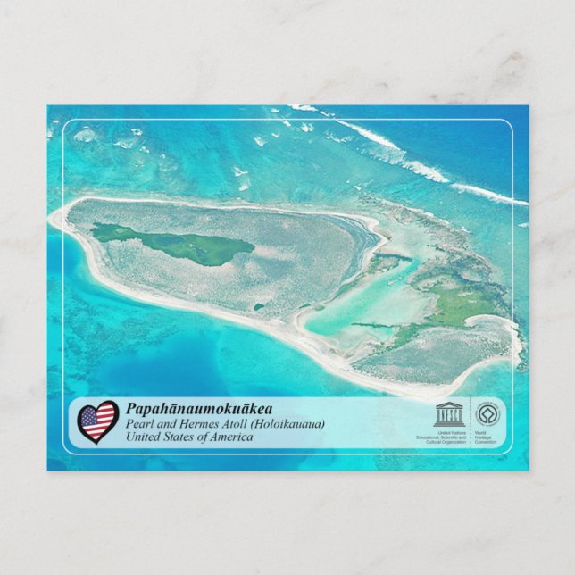 Postal UNESCO Papahānaumokuākea - Arrecife Pearl y Hermes (Anverso)