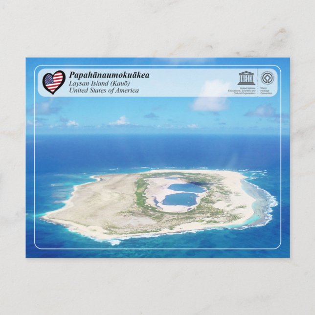 Postal UNESCO - Papahānaumokuākea - Isla Laysan (Anverso)