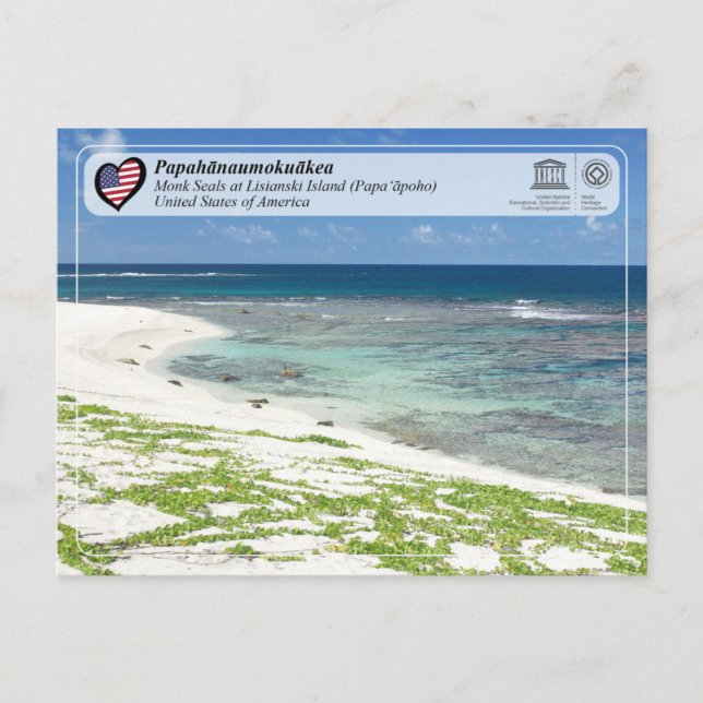 Postal UNESCO - Papahānaumokuākea - Isla Lisianski (Anverso)