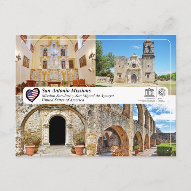 Postal UNESCO - San Antonio - Misión San José (Anverso)