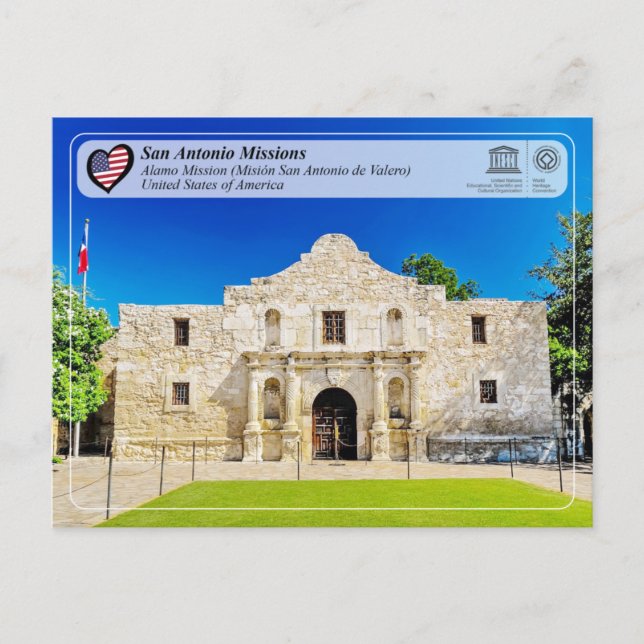 Postal UNESCO - San Antonio - Misión Valero (Anverso)