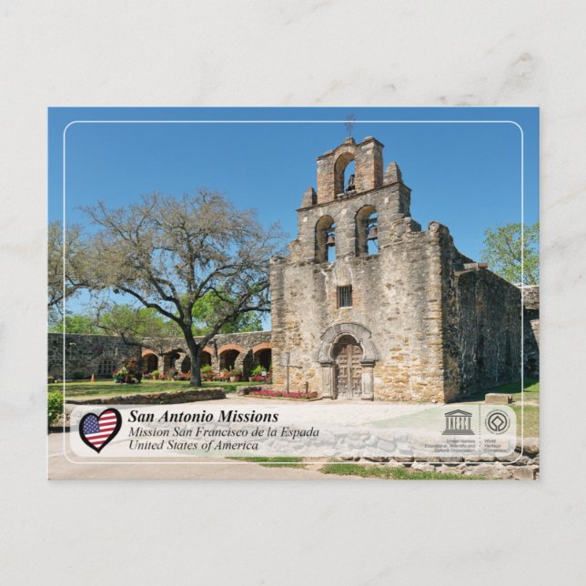 Postal UNESCO - San Antonio - Mission Espada (Anverso)