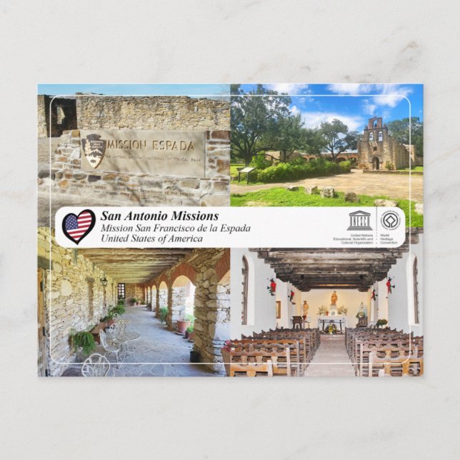 Postal UNESCO - San Antonio - Mission Espada (Anverso)