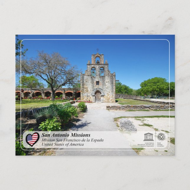 Postal UNESCO - San Antonio - Mission Espada (Anverso)