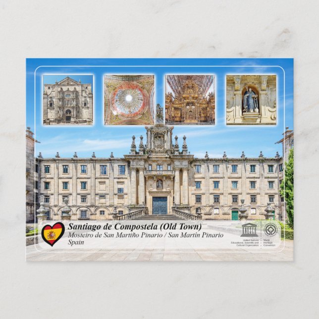 Postal UNESCO UHS - Mosteiro de San Martiño Pinario (Anverso)