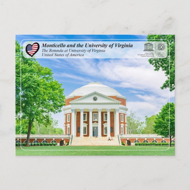 Postal UNESCO - Universidad de Virginia en Charlottesvill (Anverso)