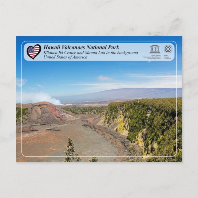 Postal UNESCO - Volcanes de Hawái - Mauna Loa y Kīlauea  (Anverso)