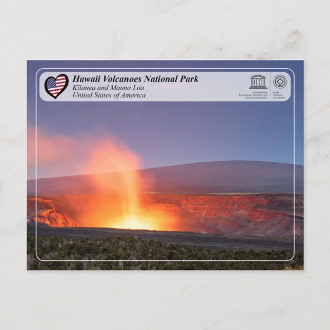 Postal UNESCO - Volcanes de Hawái - Mauna Loa y Kīlauea (Anverso)