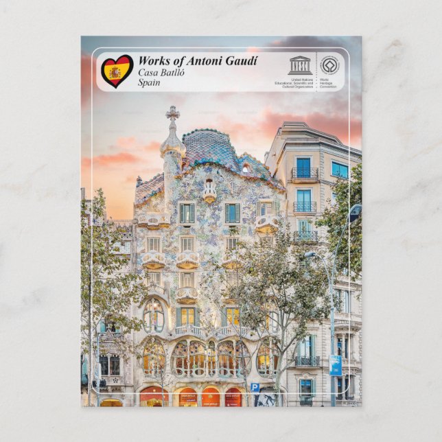 Postal UNESCO WHS - Antoni Gaudí - Casa Batlló (Anverso)