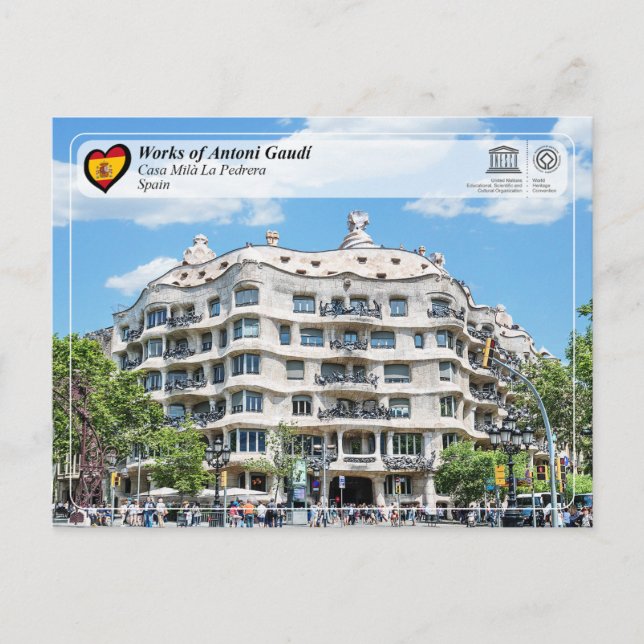 Postal UNESCO WHS - Antoni Gaudí - Casa Milà La Pedrera (Anverso)