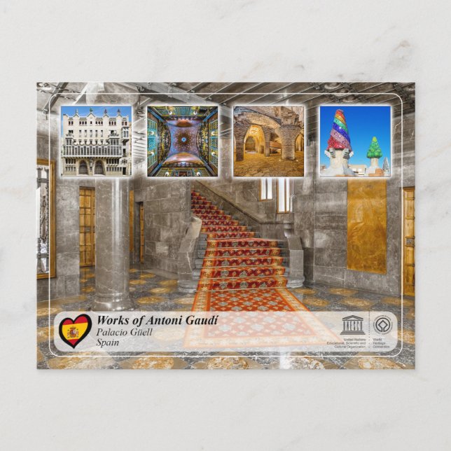 Postal UNESCO WHS - Antoni Gaudí - Palacio Güell (Anverso)