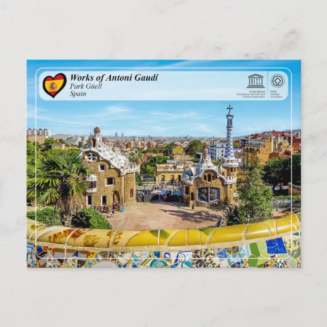 Postal UNESCO WHS - Antoni Gaudí - Parque Güell (Anverso)