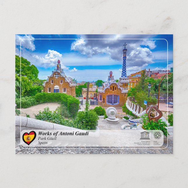 Postal UNESCO WHS - Antoni Gaudí - Parque Güell (Anverso)