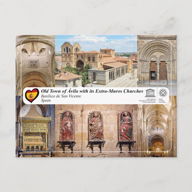 Postal UNESCO WHS - Ávila - Basílica de San Vicente (Anverso)