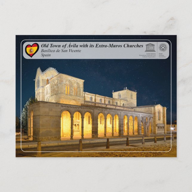 Postal UNESCO WHS - Ávila - Basílica de San Vicente (Anverso)