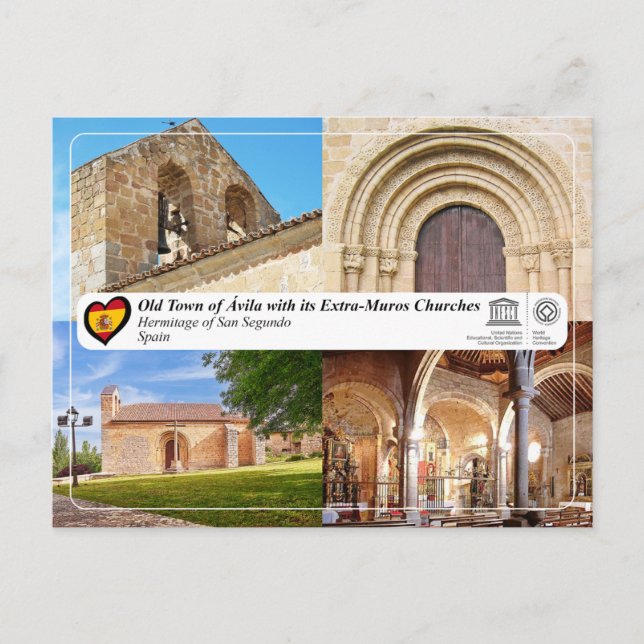 Postal UNESCO WHS - Ávila - Hermitage de San Segundo (Anverso)