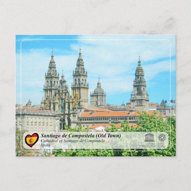 Postal UNESCO WHS - Catedral de Santiago de Compostela (Anverso)