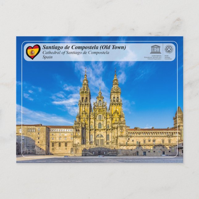 Postal UNESCO WHS - Catedral de Santiago de Compostela (Anverso)