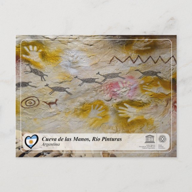 Postal UNESCO WHS - Cueva de las Manos, Río Pintura (Anverso)