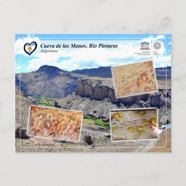 Postal UNESCO WHS - Cueva de las Manos, Río Pintura (Anverso)