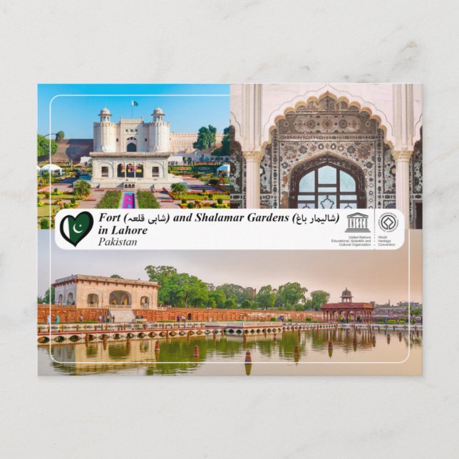 Postal UNESCO WHS - Fort and Shalamar Gardens in Lahore (Anverso)
