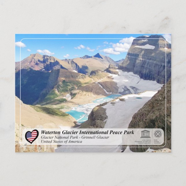 Postal UNESCO WHS - Glacier NP - Glaciar Grinnell (Anverso)