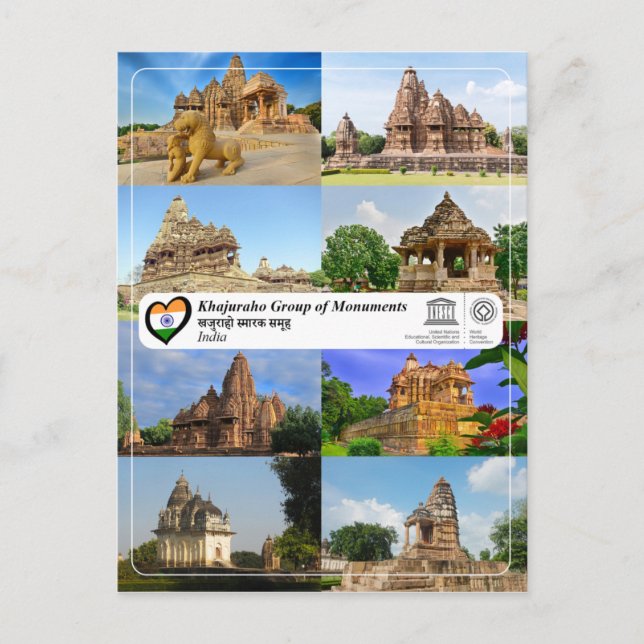 Postal UNESCO WHS - Grupo de Monumentos de Khajuraho (Anverso)