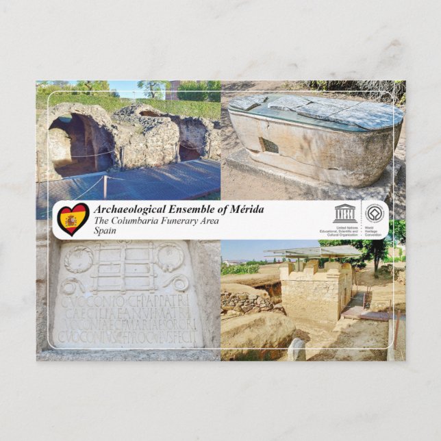 Postal UNESCO - WHS - Mérida - Área Funeraria Columbaria (Anverso)