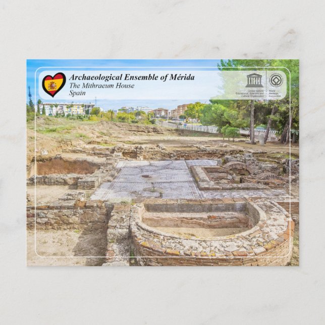 Postal UNESCO - WHS - Mérida - La Casa Mitreo (Anverso)