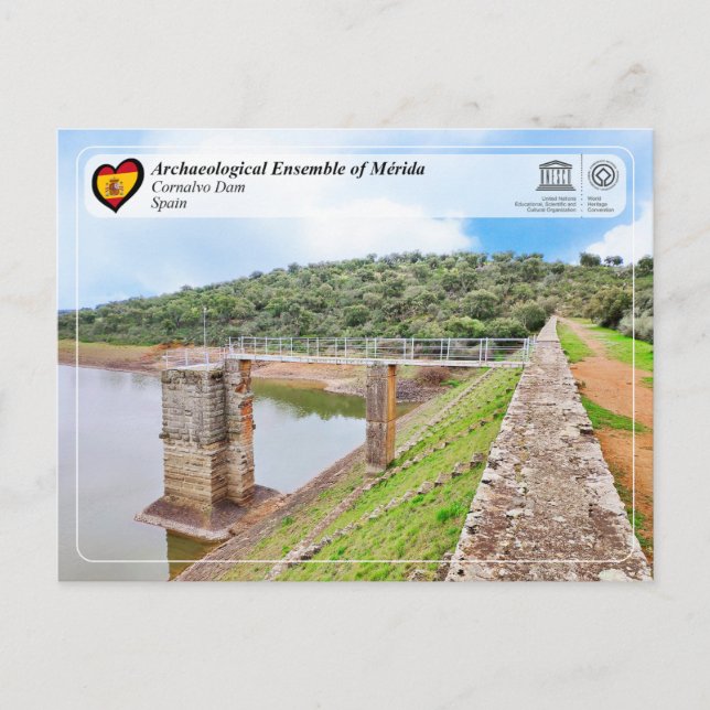 Postal UNESCO - WHS - Mérida - Presa de Cornalvo (Anverso)