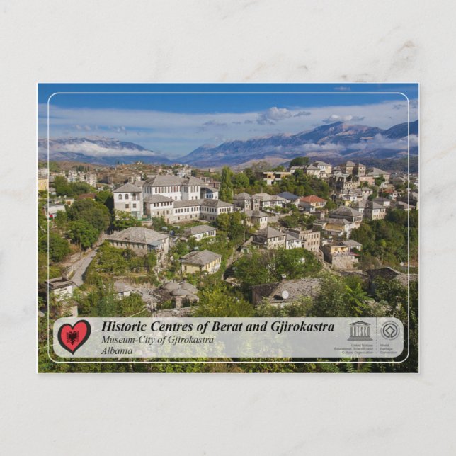 Postal UNESCO WHS - Museo-Ciudad de Gjirokastra (Anverso)