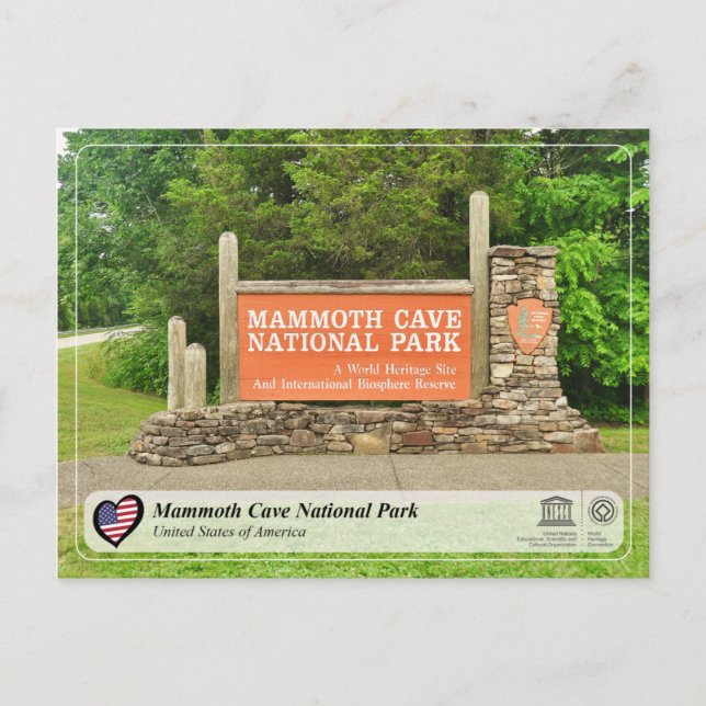 Postal UNESCO WHS - Parque nacional de las Cuevas Mammoth (Anverso)
