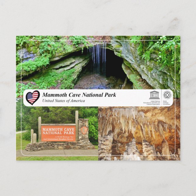 Postal UNESCO WHS - Parque nacional de las Cuevas Mammoth (Anverso)