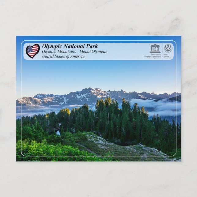 Postal UNESCO WHS - Parque Nacional Olímpico - Monte Olim (Anverso)