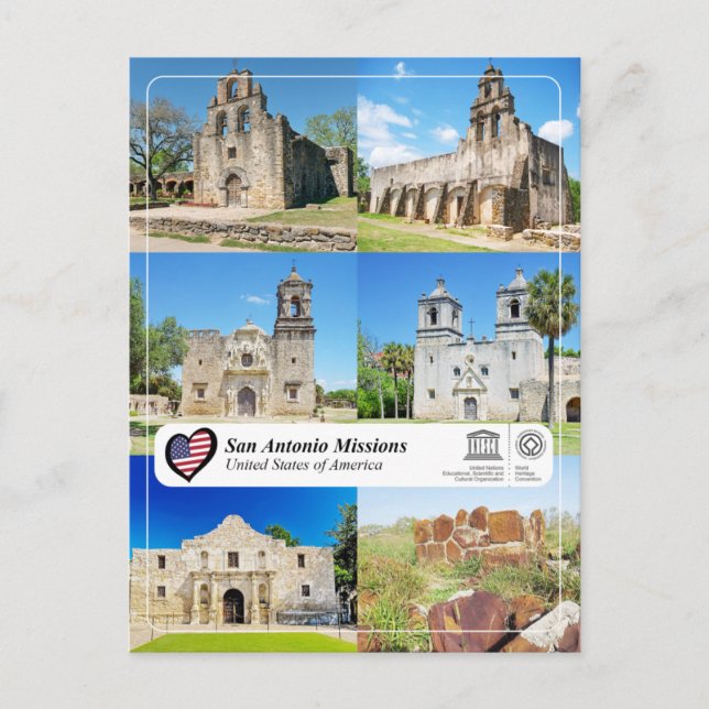 Postal UNESCO WHS - San Antonio Missions (Anverso)