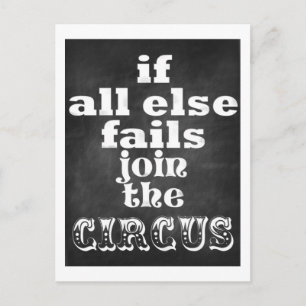 Postal Únete al circo, gracioso asunto sarcástico
