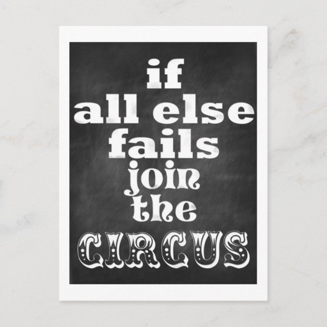 Postal Únete al circo, gracioso asunto sarcástico (Anverso)