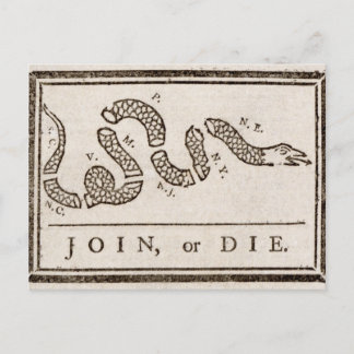 Postal Únete o Muere Serpiente de Cascabel: Caricatura Be