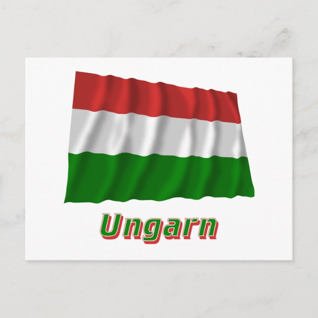 Postal Ungarn Fliegende Flagge mit Namen (Anverso)
