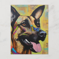 Postal única alemana de colección de perros pastor