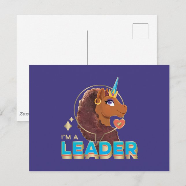 Postal Único diseño de unicornio "Soy líder" (Anverso / Reverso)