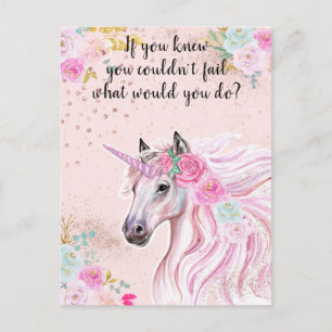 Postal Unicorn Brillo Rosa Motivacional Manifestante