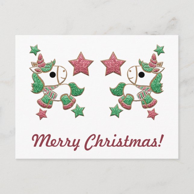 Postal Unicorn Gingerbread cocina "¡Feliz Navidad!" (Anverso)