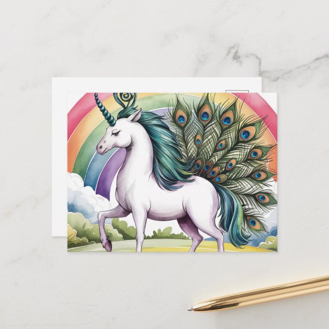 Postal Unicorn Peacock (Anverso/Reverso In Situ)