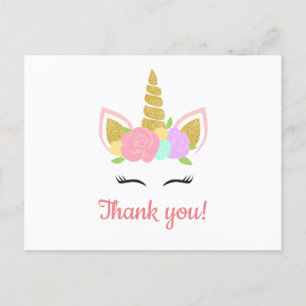 Postal Unicorn Thank You Postcard