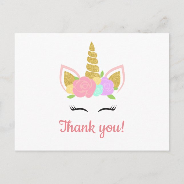 Postal Unicorn Thank You Postcard (Anverso)