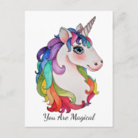Unicornio acuarela con pelo de arco iris