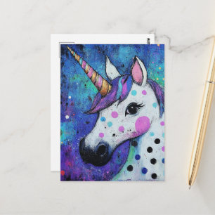 Postal Unicornio Adorable de Lunares