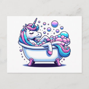 Postal Unicornio Adorable en una Bañera